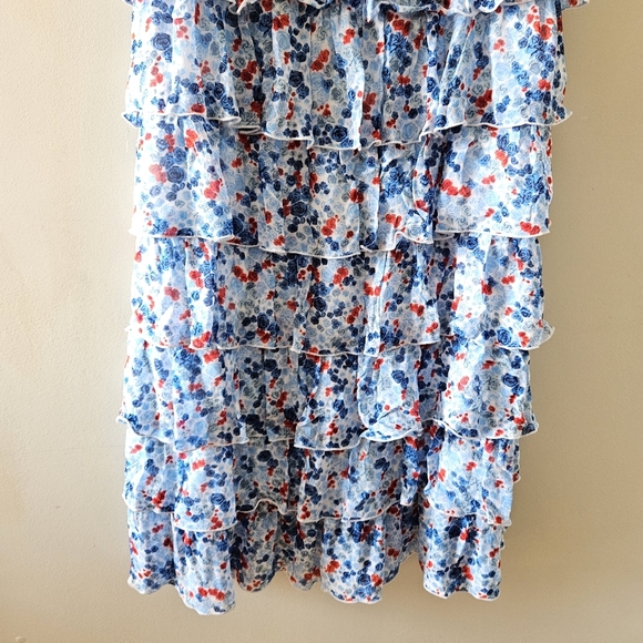 Aritzia Little Moon Rarity Blue Floral Feminine Ruffle Midi Casual Dress Sz XS. - Picture 12 of 16
